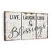 Elephant Stock Faith & Religion Typography Live Laugh Love | 33 H x 20 W x 1.25 D in | Wayfair RV-352_live-laugh-love-and-blessings-typography