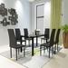 Modern 7-Piece Dining Set: Rectangular Table with 6 Upholstered Chairs in Contemporary Design