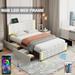 Queen Upholstered Platform Bed with LED Lights, USB Charging & Storage Drawers, Storage Bed Frame for Bedroom Guest Room, White