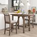 3-Piece Wood Counter Height Dining Set with Drop Leaf - Upholstered Chairs, Extendable Design,Small Space Solution