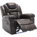 Manual Recliner Chair for Living Room Modern Home Theater Leather Seating w/LED Light Strip, Upholstered Reclining Sofa Seating
