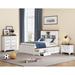 3-Pieces Wooden Captain Bedroom Set, Full Platform Bed with Trundle and Nightstand & Dresser, Storage Headboard, White + Walnut