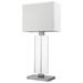 Shine 1-Light Acrylic And Hand Painted Weathered Pewter Table Lamp With Off White Shantung Shade - 6' x 7'