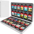 Switch Game Case Storage 24 Games Card and 24 Micro SD Cartridge Slots Switch Game Holder for Nintendo Switch/OLED/Lite Portable Switch Game Card Case with Magnetic Closure-Plaid Grey White