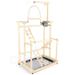 3 Layer Pet Parrot Stand Playstand Parrots Bird Playground Stand Wood Perch W/Feeder