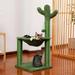 Cat Tower 36.9â€œ Cat Tree with Full Wrapped Natural Sisal Ropes Furry Ball Cat Condo Cactus Cat Scratching Post for Indoor Cats and Kittens Green
