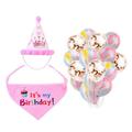 1 Set Pet Adorable Saliva Tissue Hat Latex Balloons Birthday Party Supplies for Pet Dog Puppy (Pink Birthday Hat + Bib + Clouds + Rose Gold Confetti Balloons)