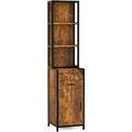 OmySalon Wall Mount Salon Station for Hair Stylist Barber Stations with 3-Tier Storage Shelf Hair Styling Storage Cabinet with 1 Drawer a Large Storage Cabinet & 3 Hot Tool Holders Rustic Brown