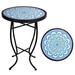 ELEVON Outdoor Side Table Mosaic Patio Table 21 Accent Table Round End Table with 14 Ceramic Table Top Outdoor Patio Balcony Table for Garden Backyard Pool Porch Bistro Plant Stand Blue