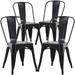 HBBOOMLIFE Metal Dining Chairs Indoor-Outdoor Stackable Chic Restaurant Bistro Chair Set of 4 330LBS Weight Capacity Sturdy Cafe Tolix Kitchen Farmhouse Pub Trattoria Industrial Side Cha