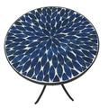 Ouootto Outdoor Patio Mosaic Side Table 14 in. Round Concrete Tile Top for Bistro Coffee Table - Dark Blue