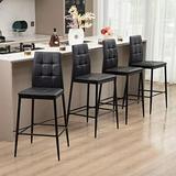xrboomlife Counter Height Stools Set of 6-26 Stool with Back - Kitchen Black Barstools - Upholstered Faux Leather Island Stool Modern Counter Stool Outdoor Barstools Black Stool