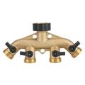 Dekaim Tap Connector 3/4 Inch Brass 4 Way Hose Pipe Splitter Nozzle Switcher Tap Connectors for Garden Irrigation(European Thread 3/4)