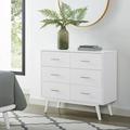 BikaHom Mia 6 Drawer Dresser in White - Spacious Storage Brass Handles - Compatible with Mia 2 Drawer Hutch - Easy Assembly Included