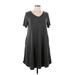 Zenana Premium Casual Dress - A-Line V-Neck Short sleeves: Gray Print Dresses - Women's Size Large