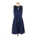 Catherine Casual Dress - A-Line Keyhole Sleeveless: Blue Print Dresses - Women's Size 4