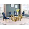 Rosdorf Park Keori Rectangular 78" L x 42" W Dining Set Glass in Yellow | Wayfair 542EA23022EE4F069F2F9DE3976380B1