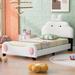 Zoomie Kids Aksa Vegan Leather Platform Bed Upholstered/Faux leather in White | 43.25 H x 42.75 W x 79.5 D in | Wayfair