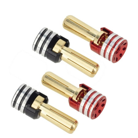 4Pcs RC Car Battery Heatsink Plugs Aluminum Alloy + Brass Grips Set for 1/10 Off-Road Truck RC Car