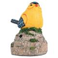 1pc Artificial Bird Decoration Garden Birdsong Device Bird Craft Decoration Home Ornament Table Adornment without Battery (Stone Bird Yellow)