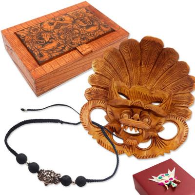 'Curated Gift Set with 3 Barong-Inspired Items from Bali'