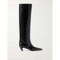 Khaite - Davis Croc-effect Leather Knee-high Boots - Black