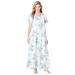 Plus Size Women's Long Pintuck Knit Gown by Only Necessities in White Floral (Size 5X)