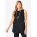 Plus Size Women's Stretch Knit Crepe Sleeveless Tunic by Jessica London in Black (Size L)