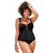 Plus Size Women's Underwire Shirred Ring Bandeau Tankini Top by Swimsuits For All in Black (Size 16)