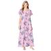 Plus Size Women's Long Pintuck Knit Gown by Only Necessities in Pink Floral (Size 6X)