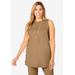 Plus Size Women's Stretch Knit Crepe Sleeveless Tunic by Jessica London in Soft Camel (Size M)