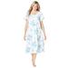 Plus Size Women's Short Pintuck Knit Gown by Only Necessities in White Floral (Size 5X)