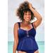 Plus Size Women's Underwire Shirred Ring Bandeau Tankini Top by Swimsuits For All in Deep Sea (Size 18)