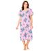 Plus Size Women's Short Pintuck Knit Gown by Only Necessities in Pink Floral (Size 5X)