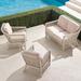 Hampton 3-pc. Loveseat Set in Ivory Finish - Snow with Logic Bone Piping, Landon Stripe Leaf - Frontgate