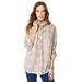 Plus Size Women's Long-Sleeve Kate Big Shirt by Roaman's in Brown Sugar Layered Animal (Size 44 W) Button Down Shirt Blouse