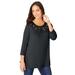 Plus Size Women's Stretch Knit Eyelet Swing Tunic by Jessica London in Black Diamond Eyelet (Size 4X)