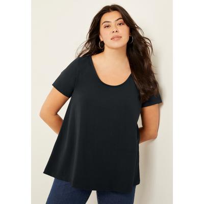 Plus Size Women's Short-Sleeve Swing One + Only Tunic by June+Vie in Black (Size 26/28)