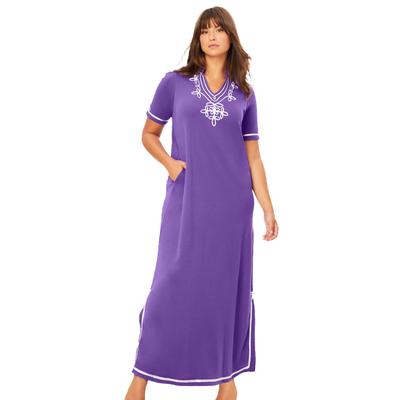 Plus Size Women's Embellished Knit Lounger by Only Necessities in Plum Burst (Size 1X)