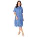 Plus Size Women's Lace Shirtdress by Jessica London in French Blue (Size 18 W)