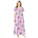 Plus Size Women's Long Pintuck Knit Gown by Only Necessities in Pink Floral (Size 4X)