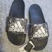 Adidas Shoes | Adidas Floral Slides Sandals Size 9 | Color: Black/White | Size: 9