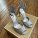 Michael Kors Shoes | New Michael Kors Kimberly Open Toe Stiletto Heels Shoe Size 8.5 Silver Pumps | Color: Silver | Size: 8.5