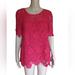 Anthropologie Tops | Anthropologie Vanessa Virginia Womens Red Lace Top Ruffled Half Sleeves Size 6 | Color: Red | Size: 6