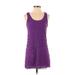 Free People Casual Dress - Shift Scoop Neck Sleeveless: Purple Print Dresses - Women's Size X-Small