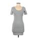 Forever 21 Casual Dress - Bodycon Scoop Neck Short sleeves: Gray Marled Dresses - Women's Size Medium