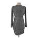 Alexia Admor Cocktail Dress Mock 3/4 sleeves: Silver Dresses - Women's Size 6