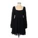 MNG Casual Dress - A-Line Square Long sleeves: Black Print Dresses - Women's Size 6