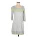 Design History Casual Dress - Mini Scoop Neck 3/4 sleeves: Gray Color Block Dresses - Women's Size Medium