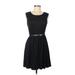 Elle Casual Dress - A-Line: Black Solid Dresses - Women's Size 8